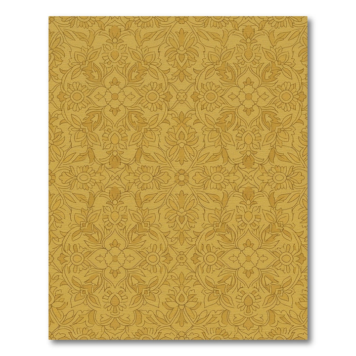 Golden Floral Damask Medallion Rug