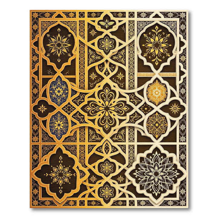 Golden Intricate Floral Medallion Rug