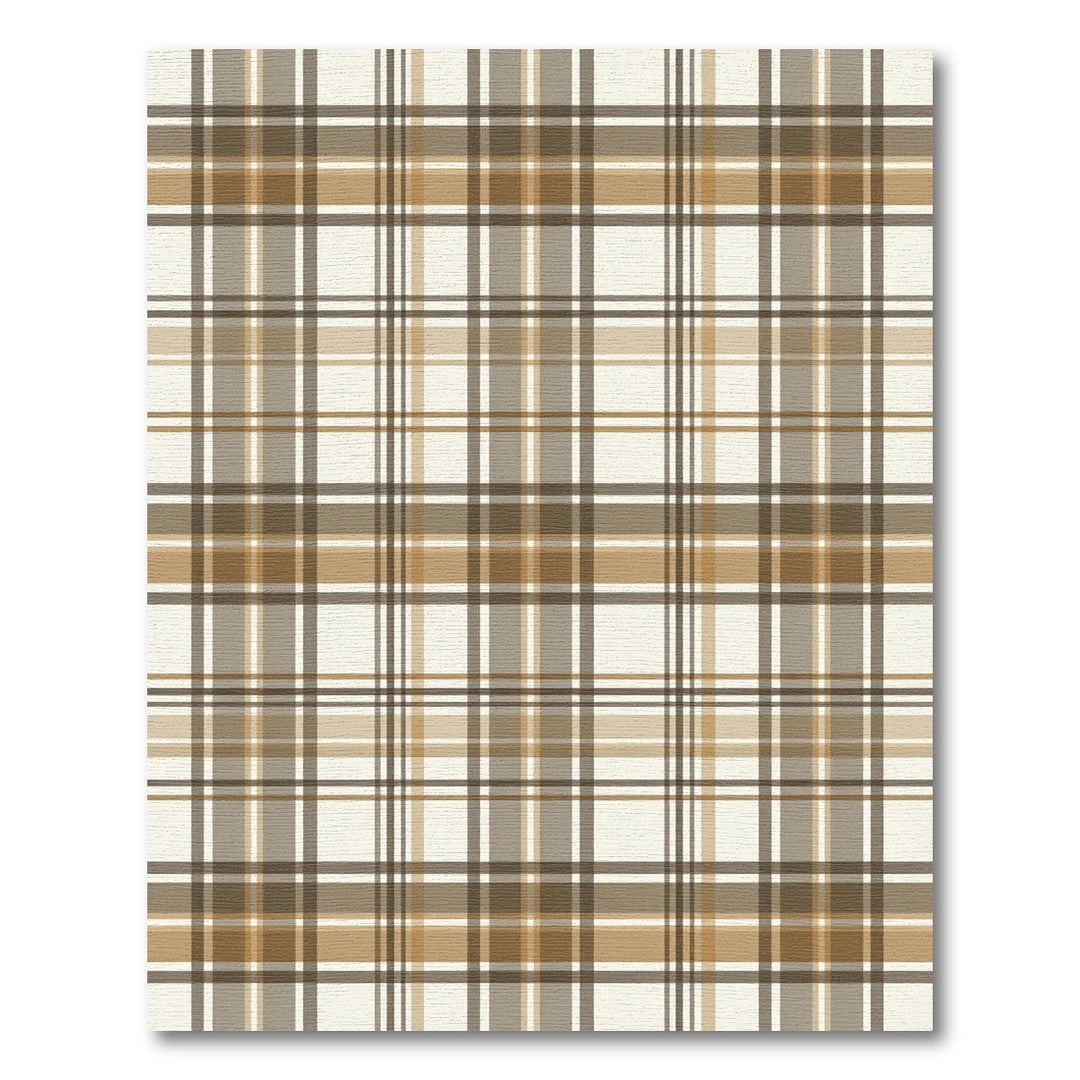 Classic Brown Tan Plaid Rug