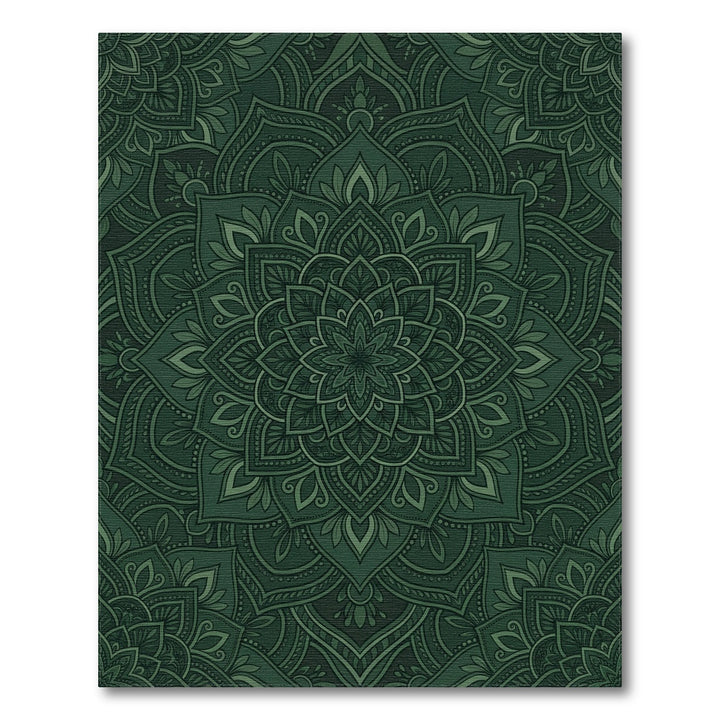 Deep Forest Green Mandala Art Rug