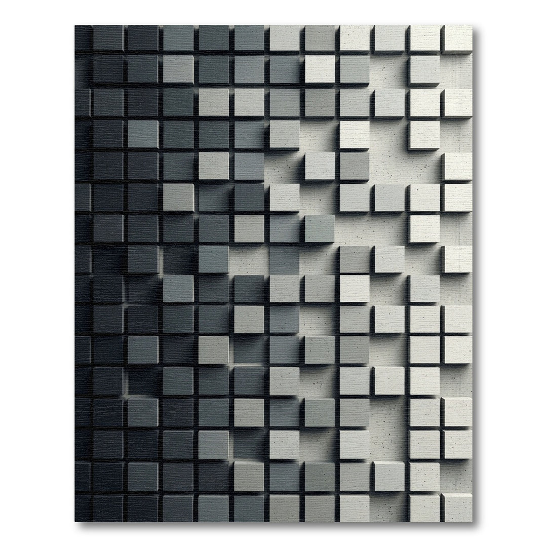 Modern Gray Concrete Cube Rug