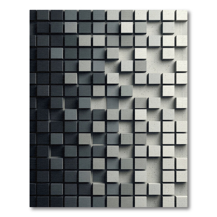 Modern Gray Concrete Cube Rug