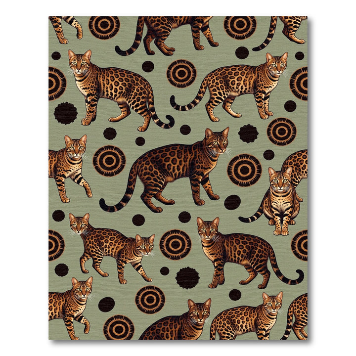 Bengal Cat Silhouette Round Ornament Rug
