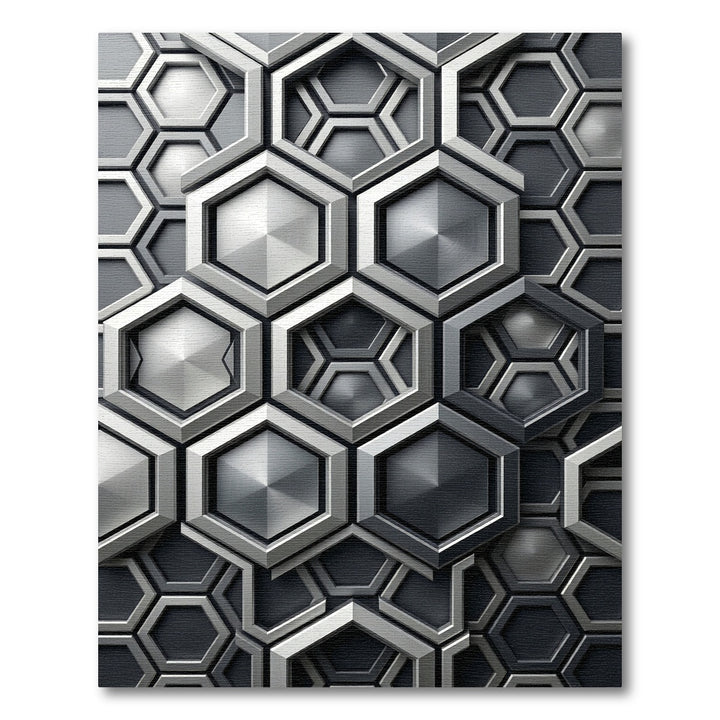 Metallic Geometric Hexagonal Abstract Rug