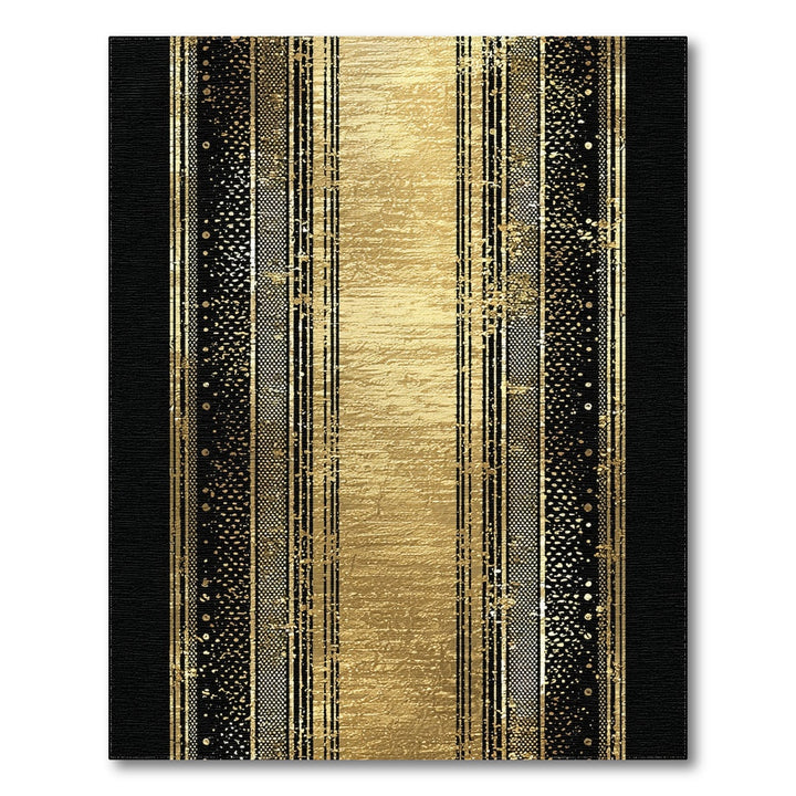 Gold and Silver Black Gold Geometric Striped Area Rug