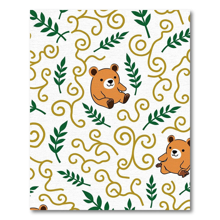 Cute Bear Swirls and Leaves Rug