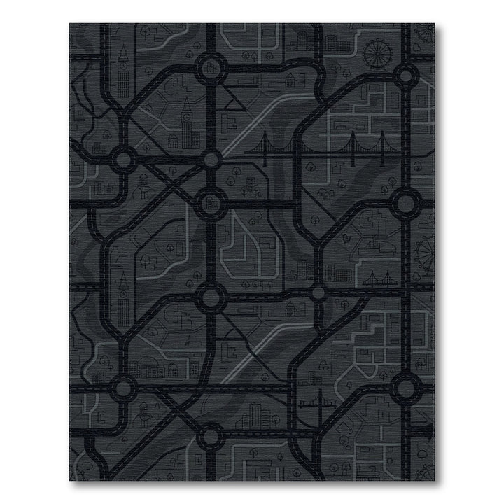 Dark Cityscape Blueprint Network Rug