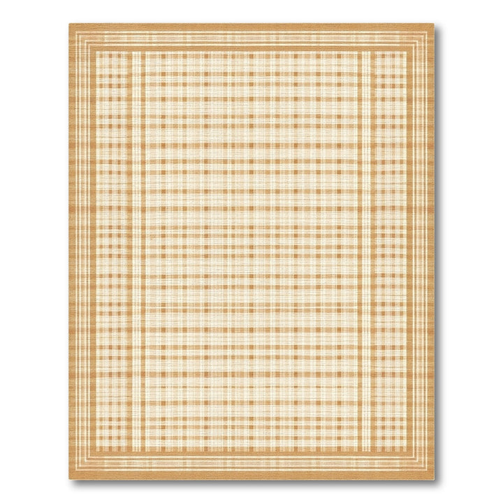 Tan Plaid Checkered Farmhouse Area Rug