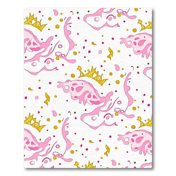 Whimsical Pink Crowns Confetti Splash Rug