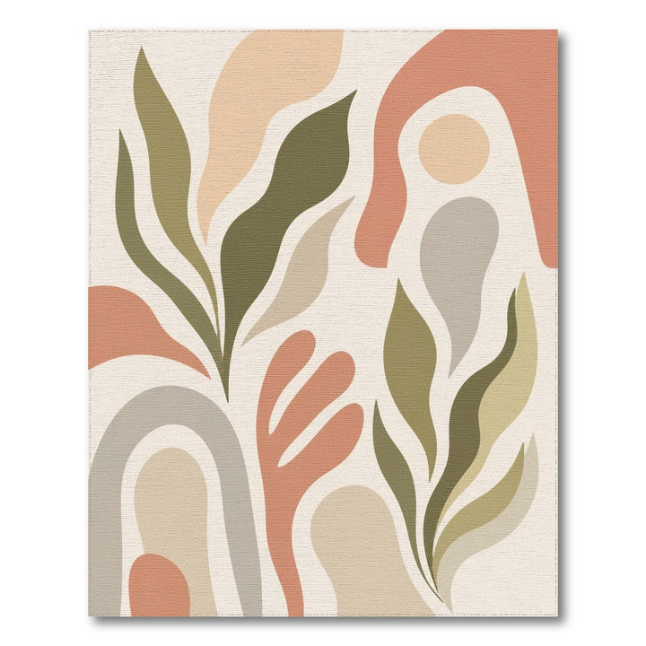 Beige Abstract Leaf Abstract Area Rug