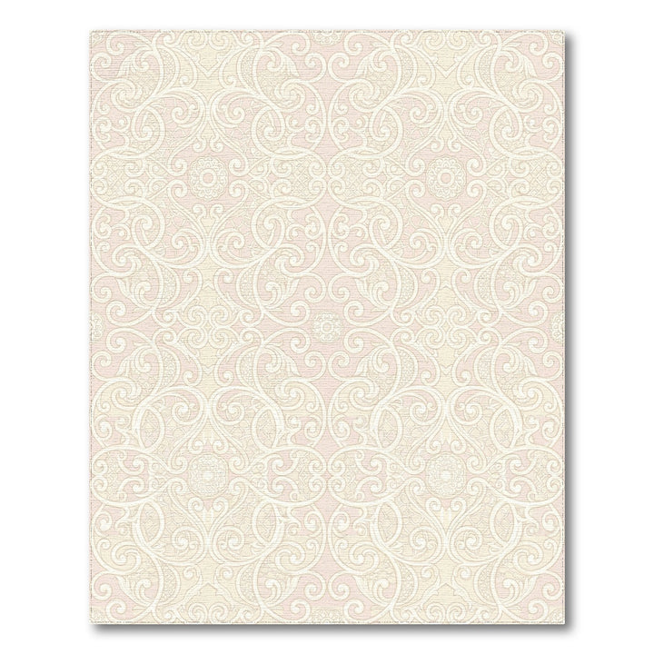 Pale Pink Arabesque Scrollwork Rug