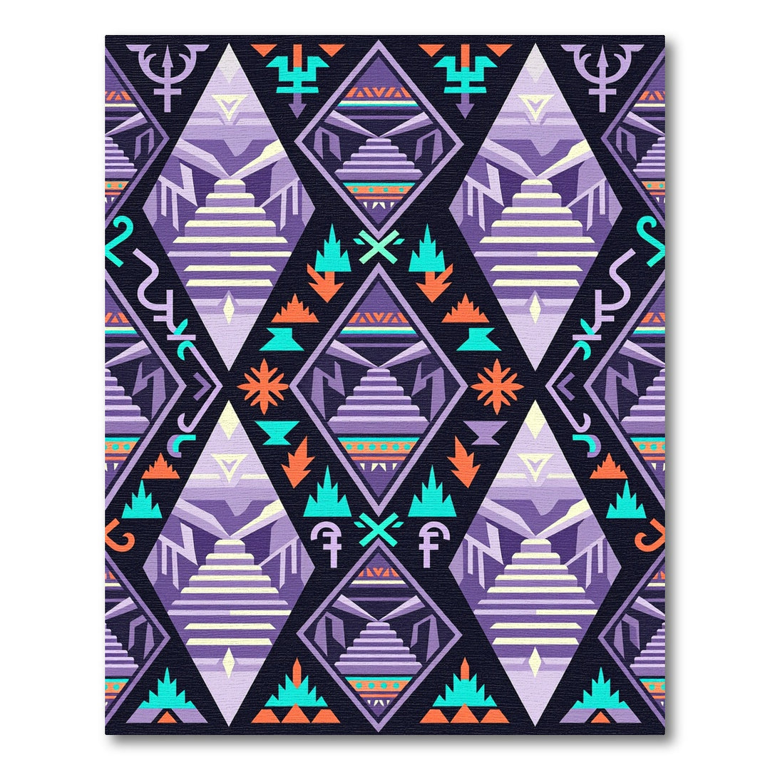 Purple Aztec Step Pyramid Rug