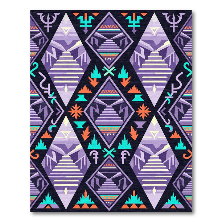 Purple Aztec Step Pyramid Rug