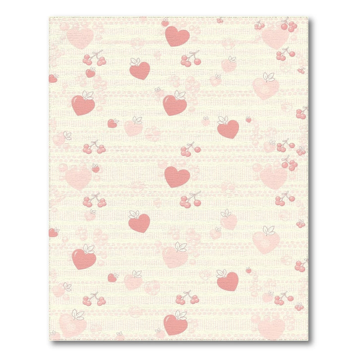Pink Cherry Heart Washable Area Rug