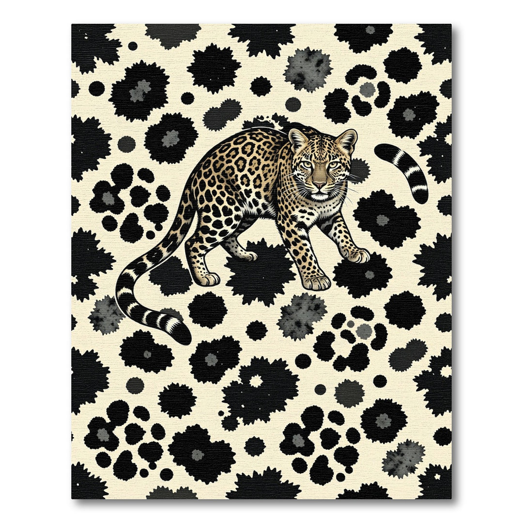 Leopard Spots Cream Black Rug