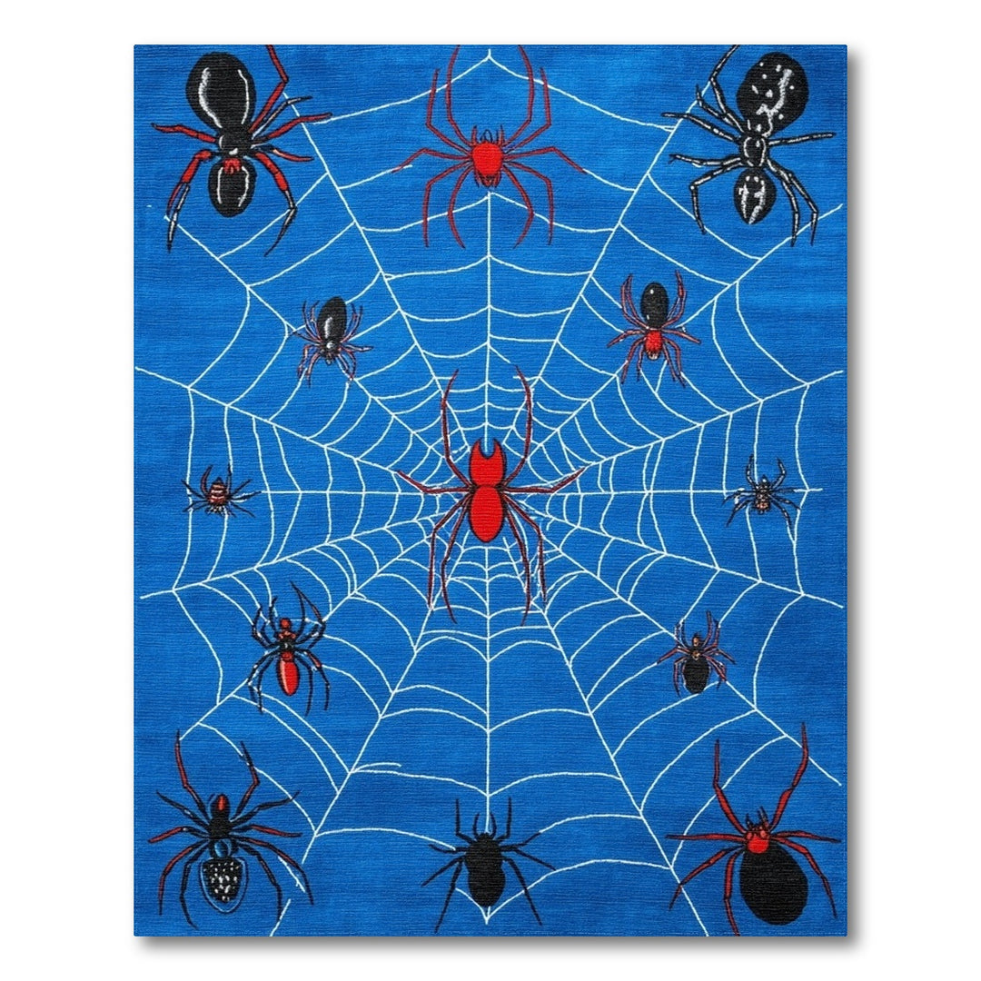 Blue Spider Web Kids Area Rug