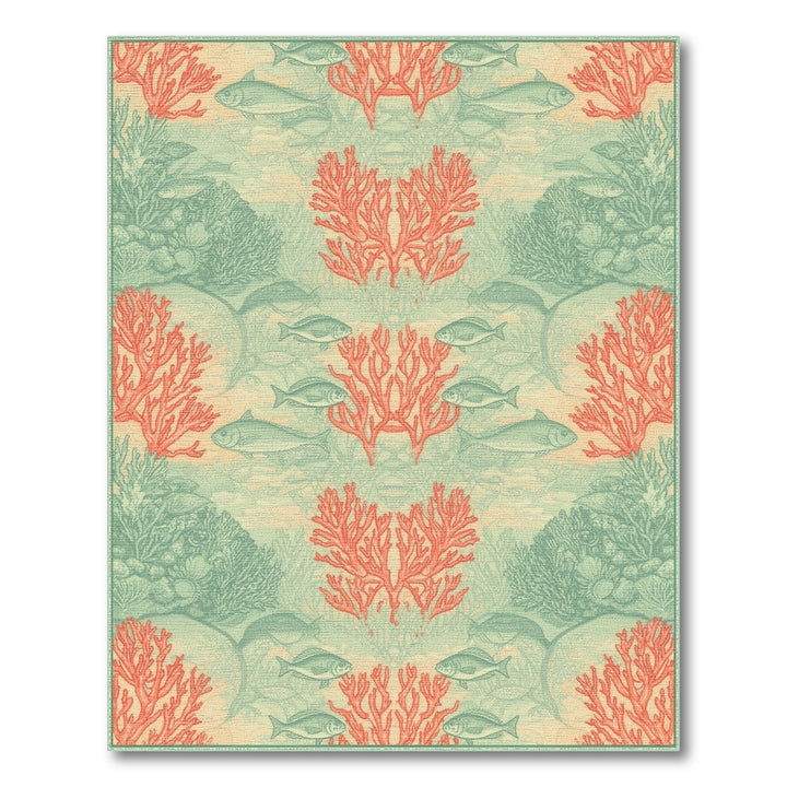 Red Coral Reef Fish Coastal Area Rug