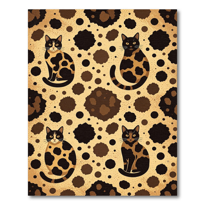 Golden Brown Feline Spot Repeat Rug