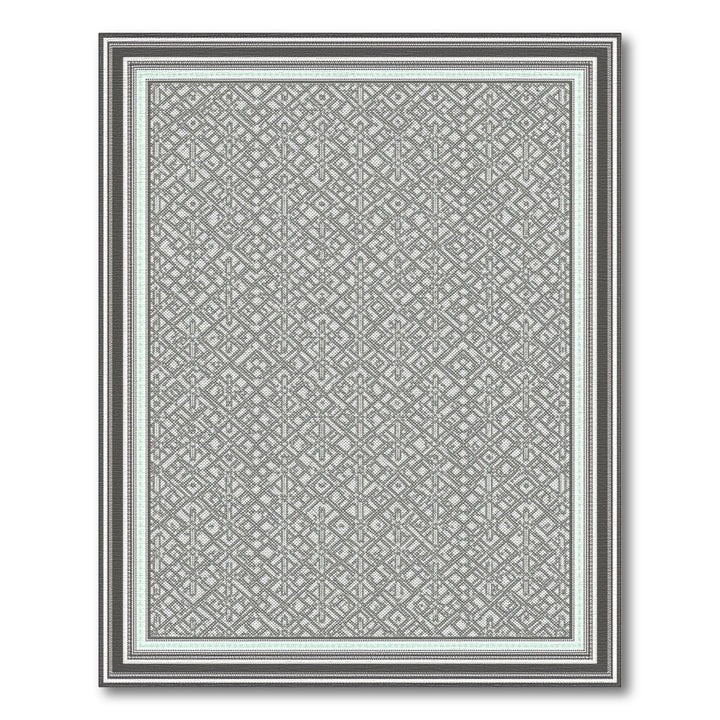 Grey Geometric Bordered Area Rug