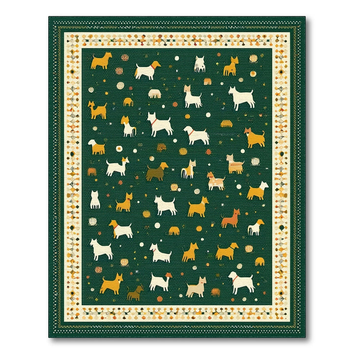 Green Playful Dogs Kids Area Rug