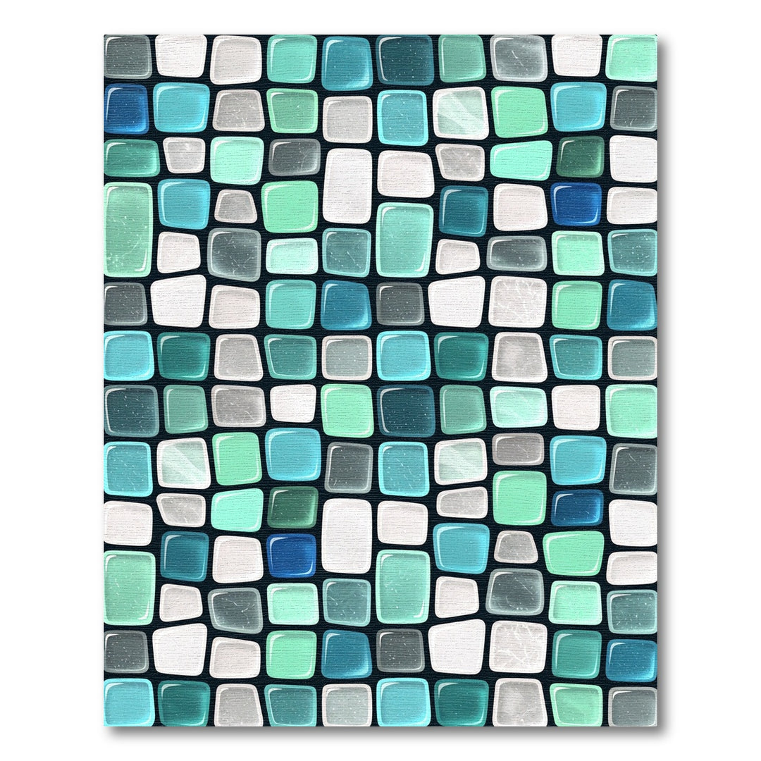 Aqua Teal Stone Mosaic Rug