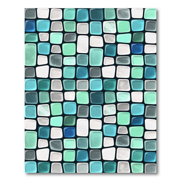 Aqua Teal Stone Mosaic Rug