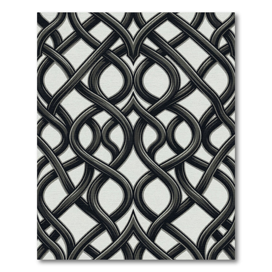 Intricate Black Intertwined Arabesque Rug