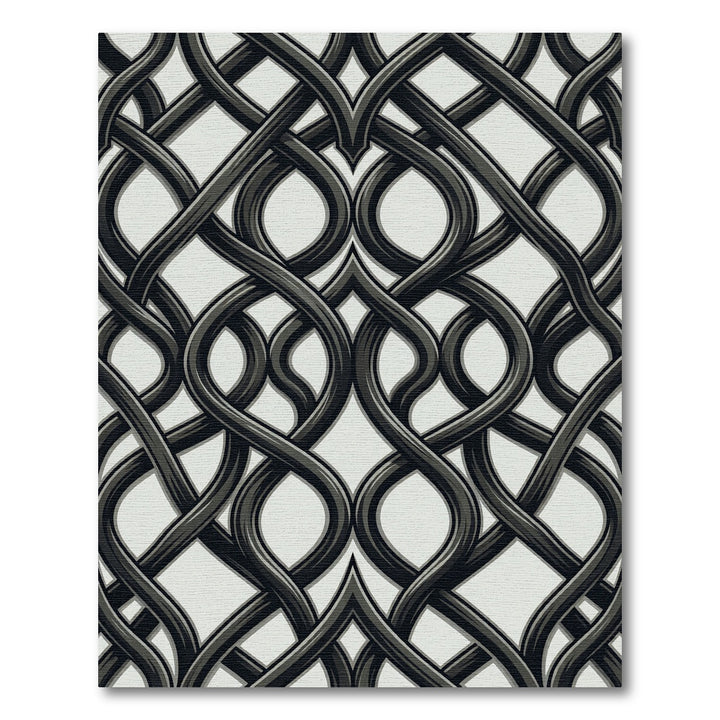 Intricate Black Intertwined Arabesque Rug