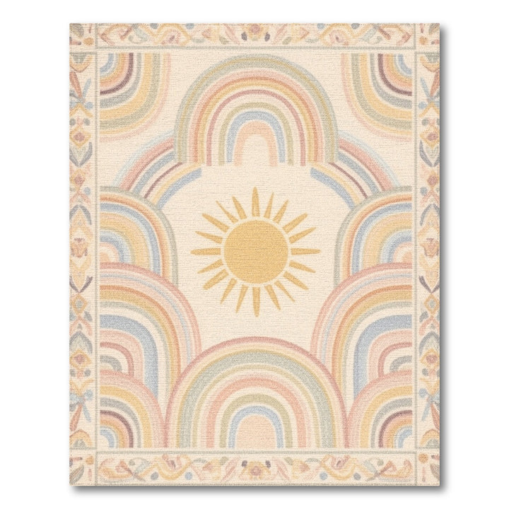 Pastel Rainbow Sun Kids Area Rug