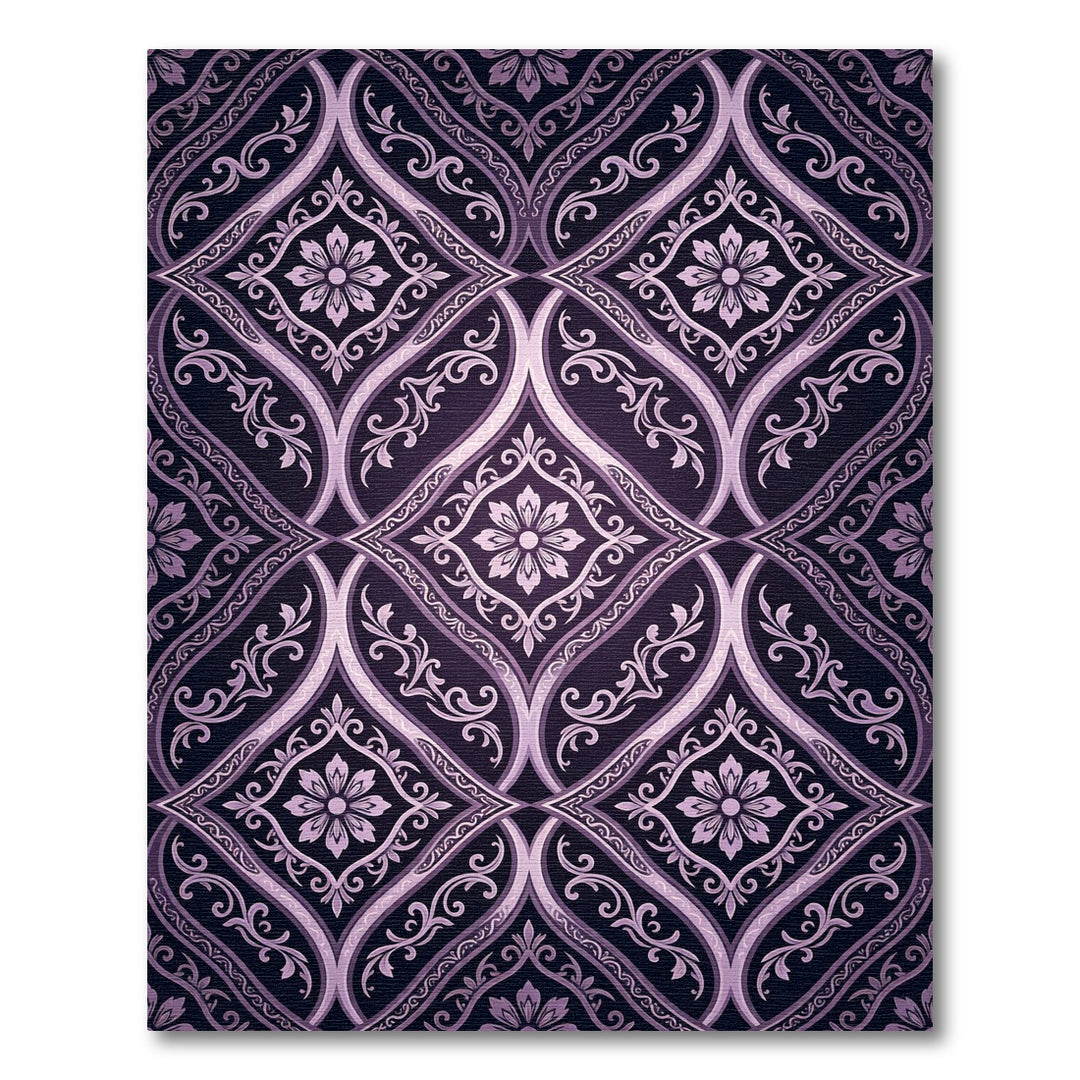 Elegant Plum Arabesque Floral Area Accent Rug