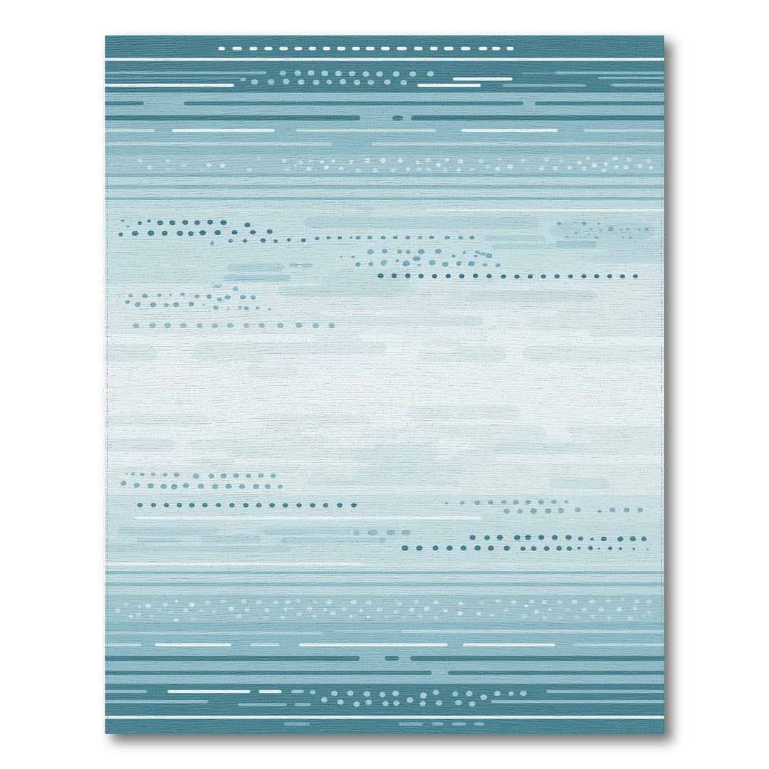 Teal Geometric Horizon Washable Area Rug