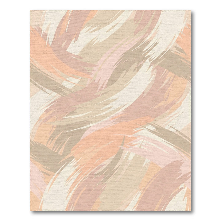 Soft Peach Abstract Brushstroke Rug