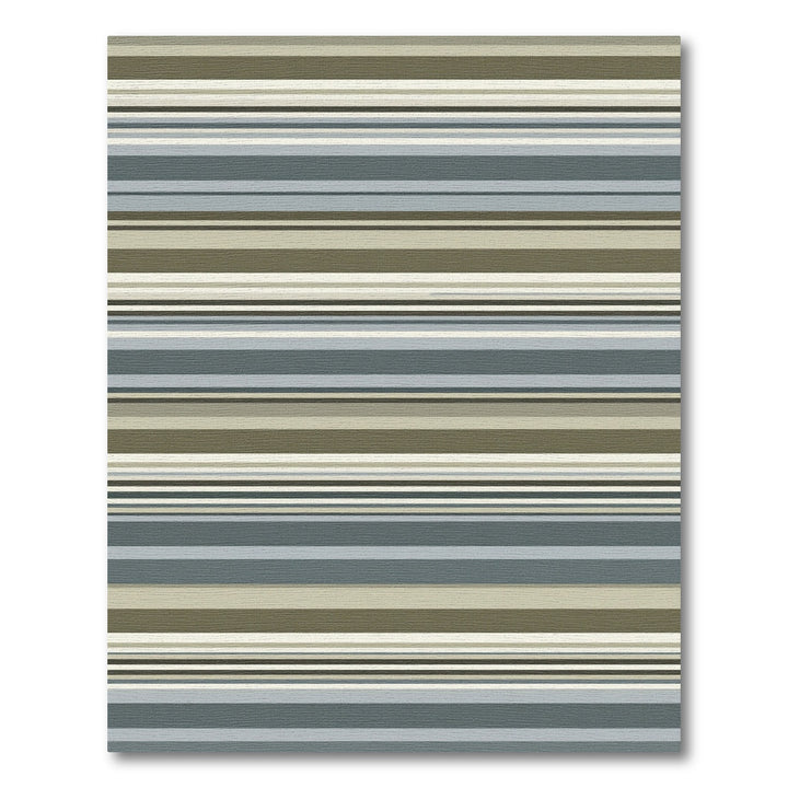 Earthy Brown Gray Blue Striped Harmony Rug