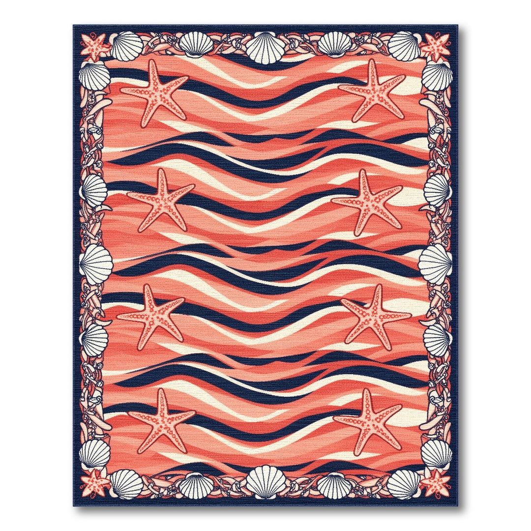 Coral Wave Starfish Coastal Area Rug