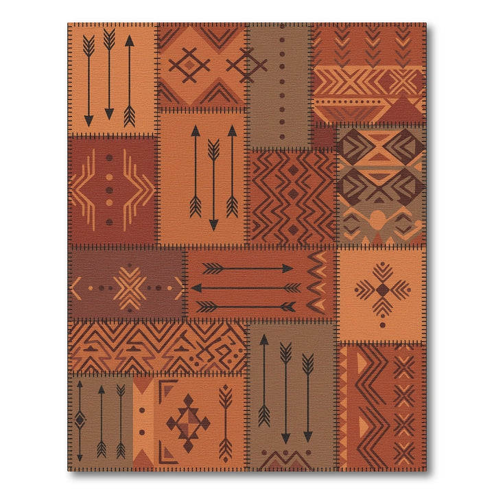 Earthy Tone Geometric Patchwork Rug