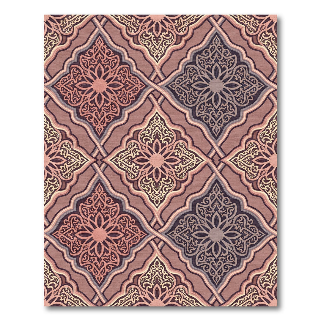 Rose Crimson Interlocking Filigree Medallions Rug