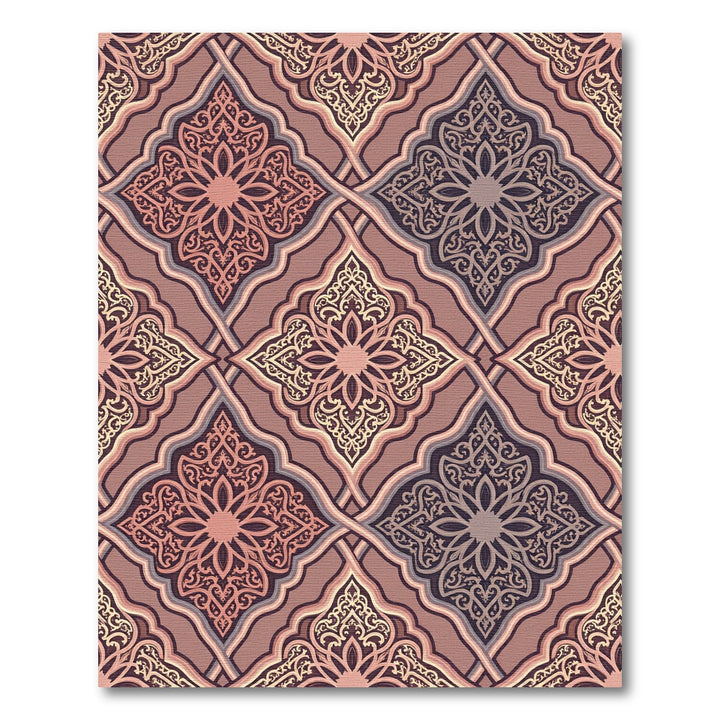 Rose Crimson Interlocking Filigree Medallions Rug