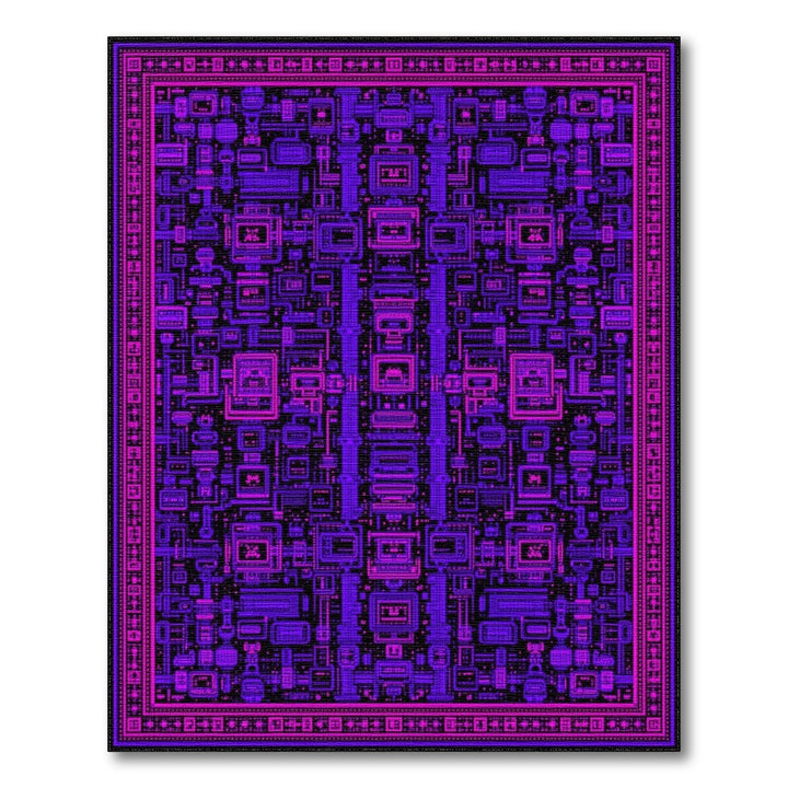 Purple Pixel Circuit Area Rug