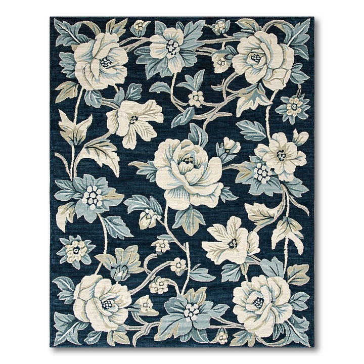 Navy Blue Floral Vintage Area Rug