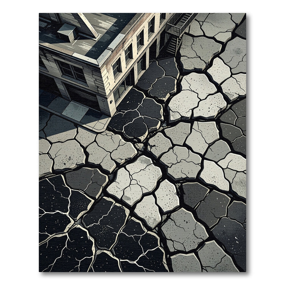 Cracked Pavement Building Abstract Rug
