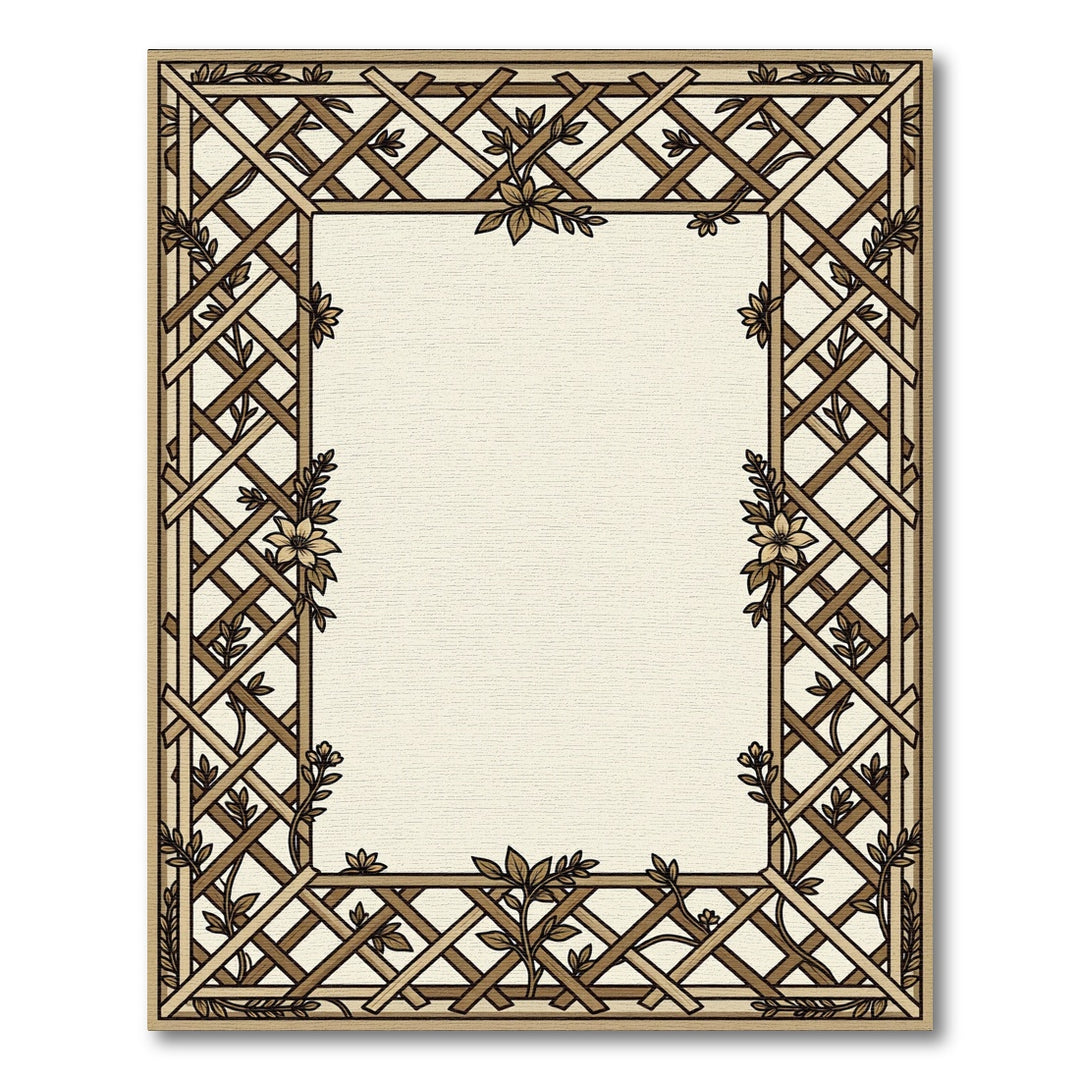 Elegant Trellis Vine Floral Border Rug