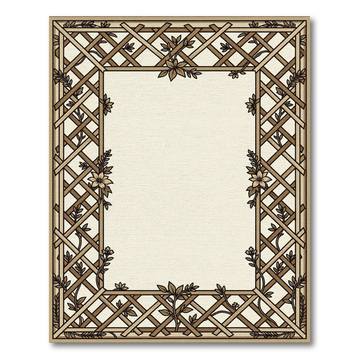 Elegant Trellis Vine Floral Border Rug