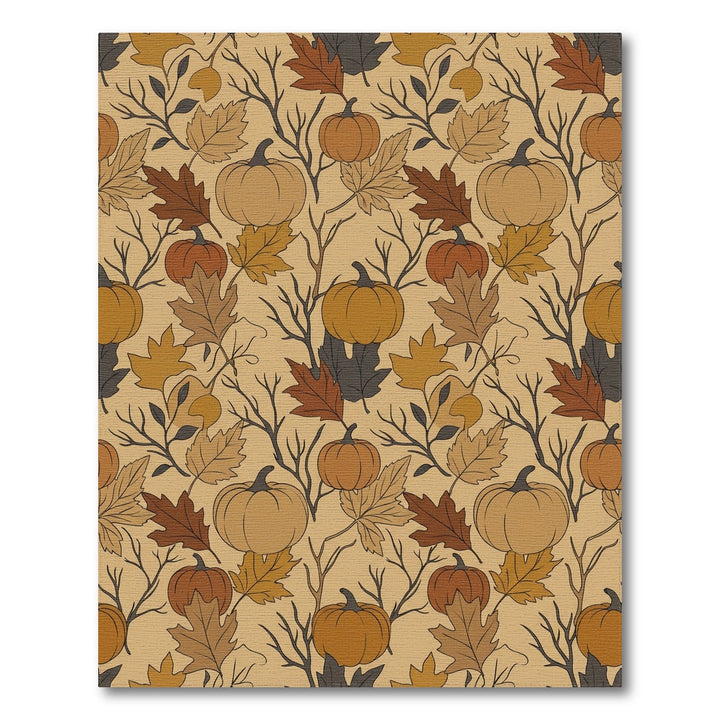Autumn Pumpkin Leaf Garland Rug