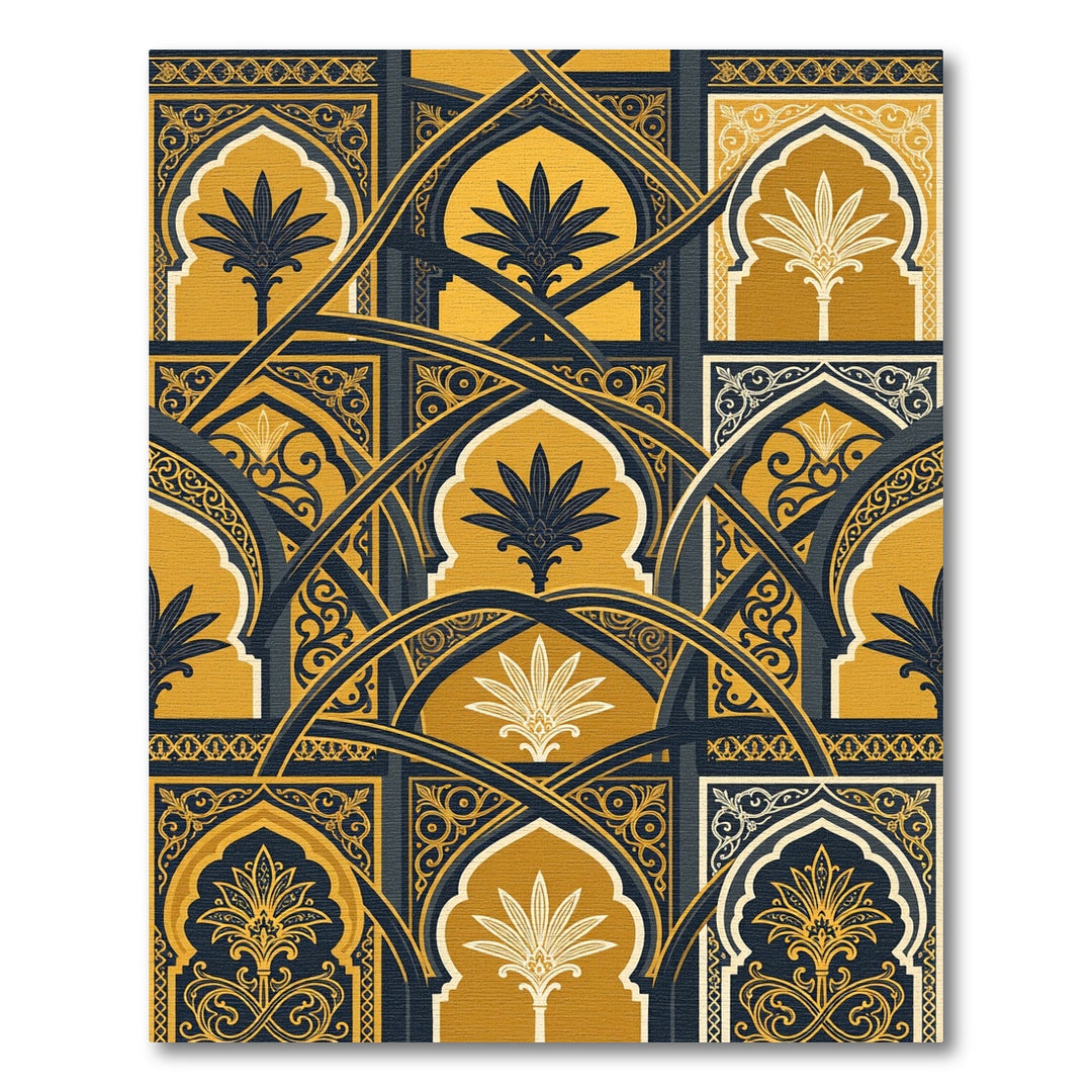 Golden Saffron Arched Floral Medallion Rug