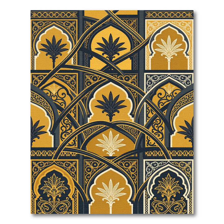 Golden Saffron Arched Floral Medallion Rug
