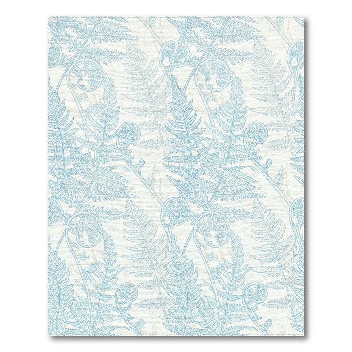 Coastal Blue Fern Frond Wallpaper Rug