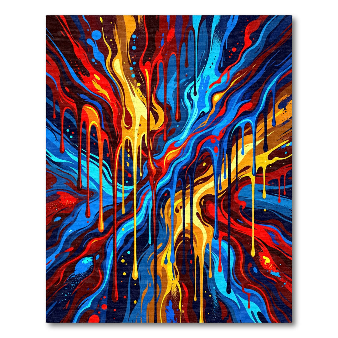 Vibrant Dripping Colors Abstract Swirl Rug