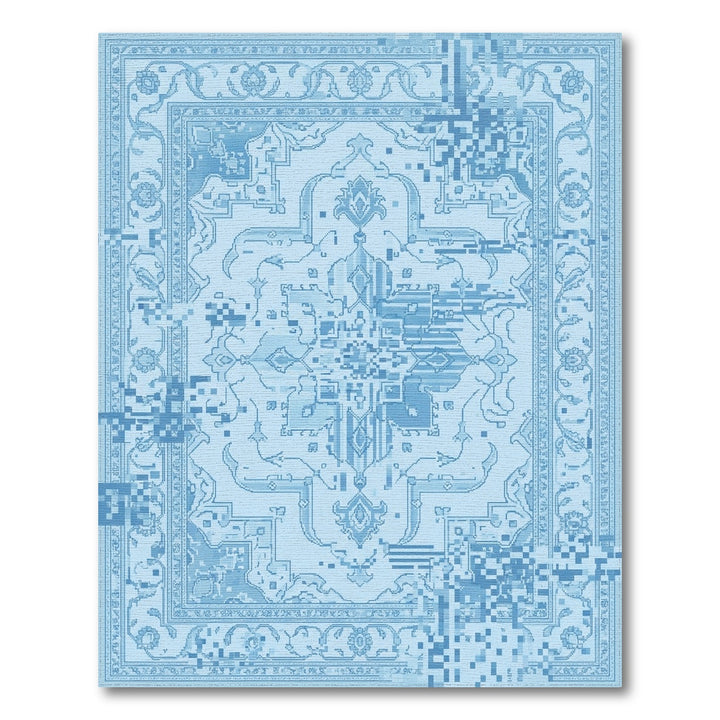 Sky Blue Glitch Medallion Rug