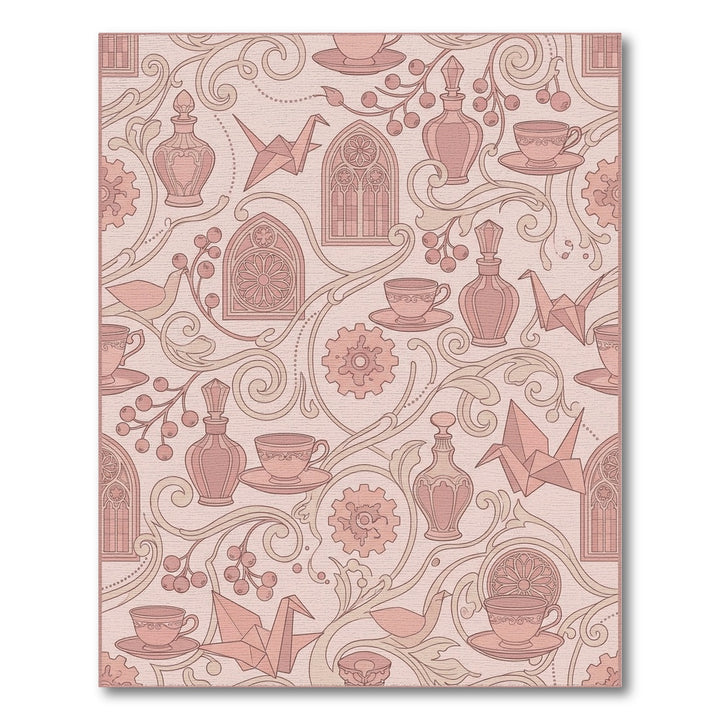 Rosy Rose Geometric Curled Vine Rug