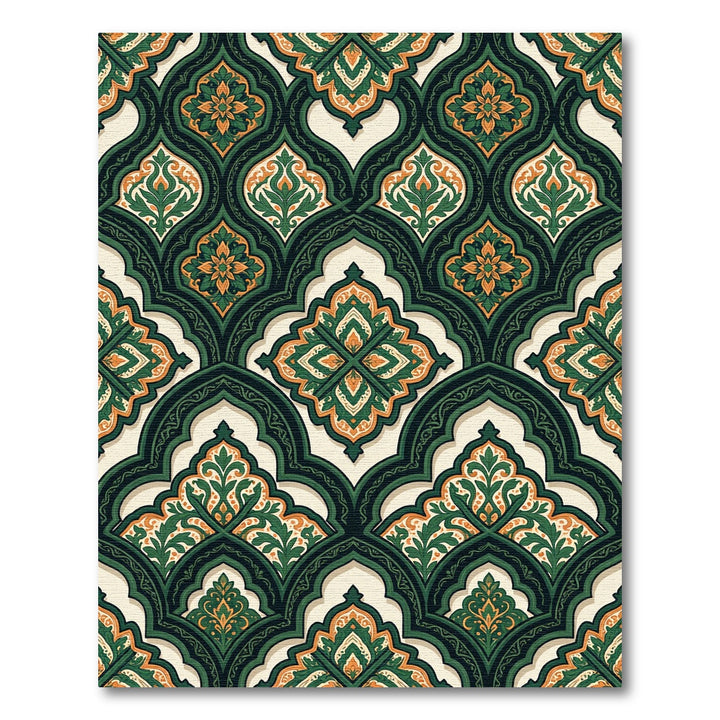 Emerald and Gold Arabesque Ornament Rug